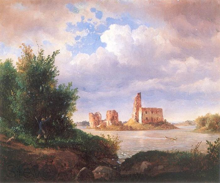 Wojciech Gerson Castle ruins in Trakai near Vilnius. Spain oil painting art